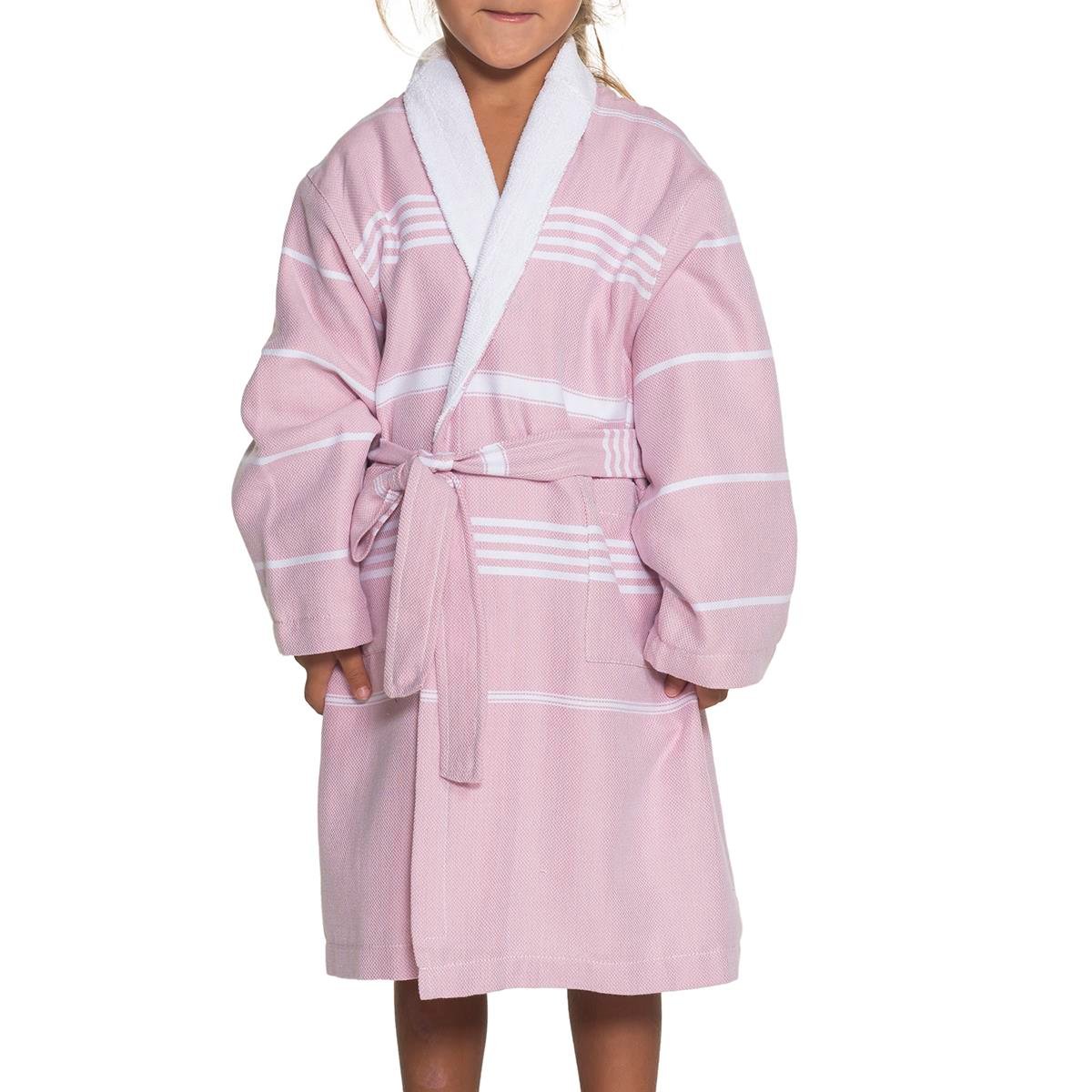 Peignoir pour enfants Leyla avec doublure Terry, rose
