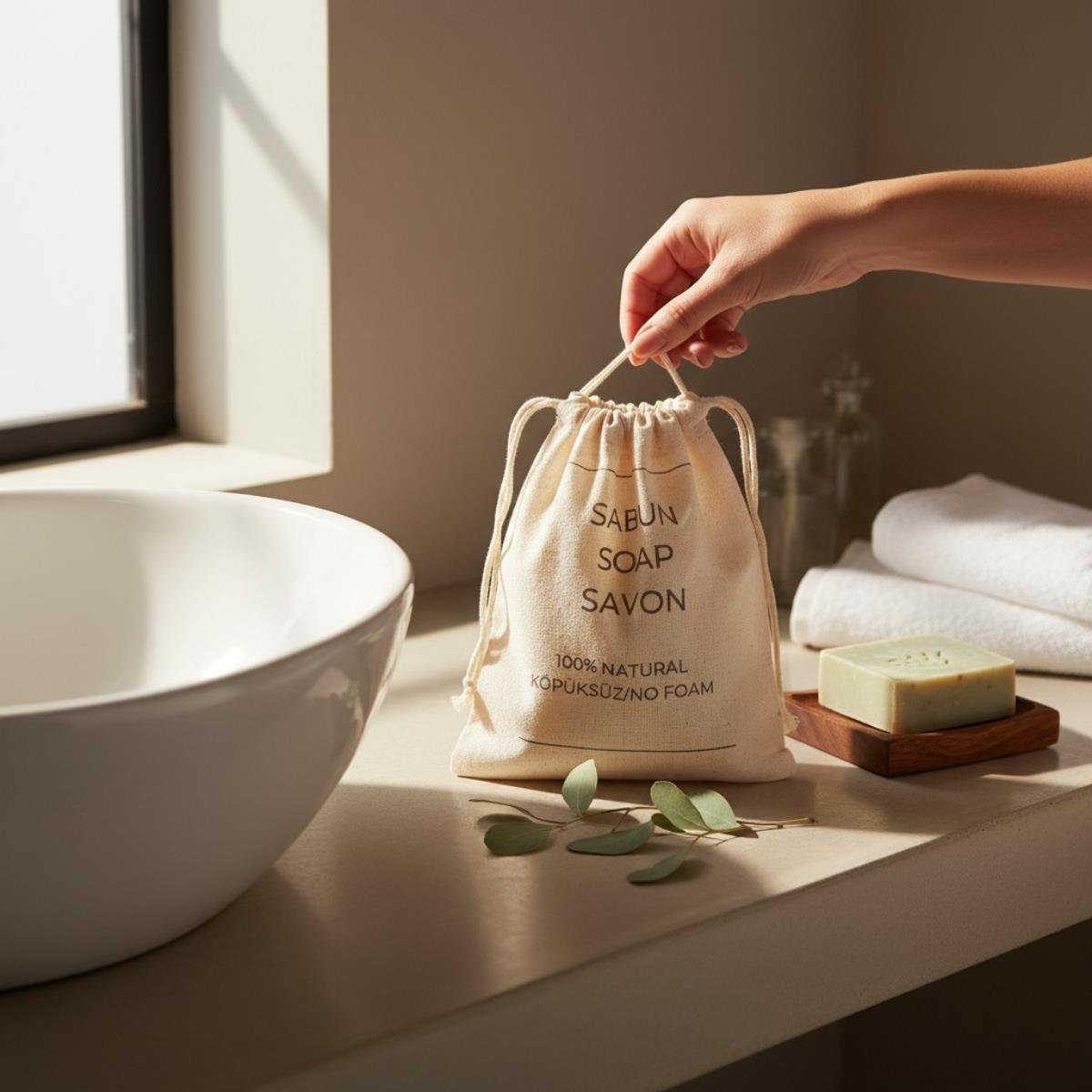 Sac à savon Accessoires pour la maison Naturel